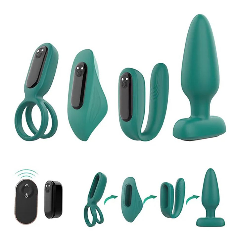 Набор девайсов с вибрацией "S-Hande The Love Kit" на дистанционном управлении, зеленый 