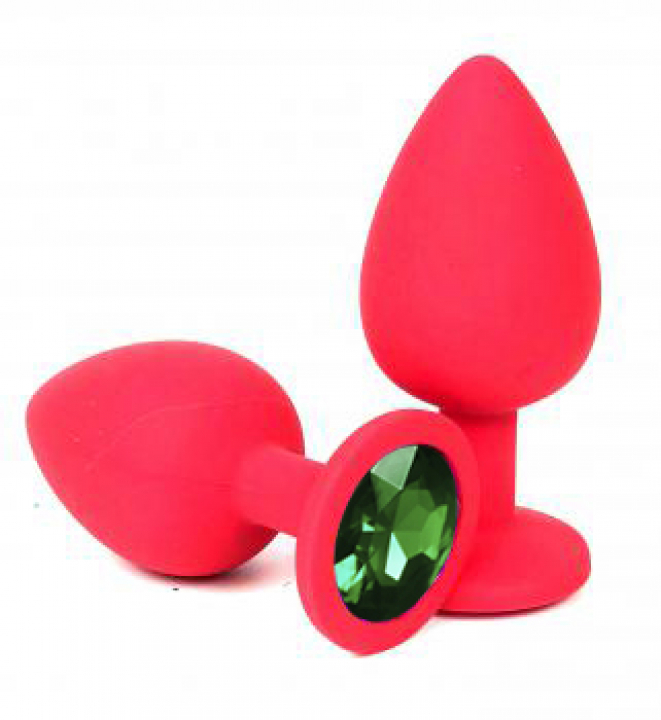 Пробка с зеленым кристаллом "Vandersex" красная, M 